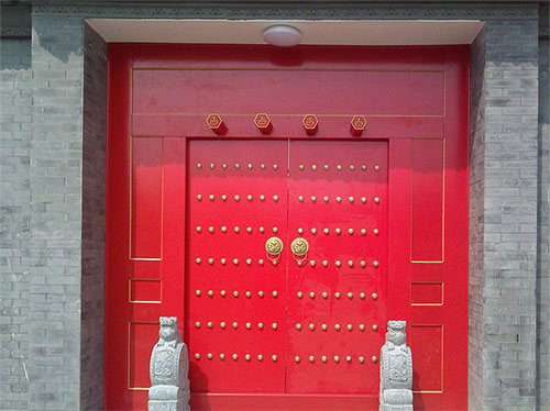 科尔沁左翼后中国传统四合院系列朱红色中式木制大门木作